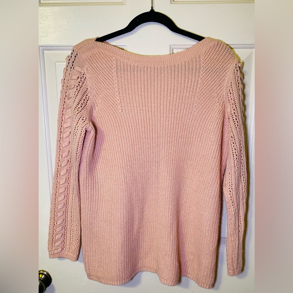 St Johns Bay Women’s Cable Knit Pullover Sweater Peach Winter Top,‎ M